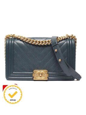 Chanel Chain Shoulder Bag 25 Gold Stitch Caviar Leather